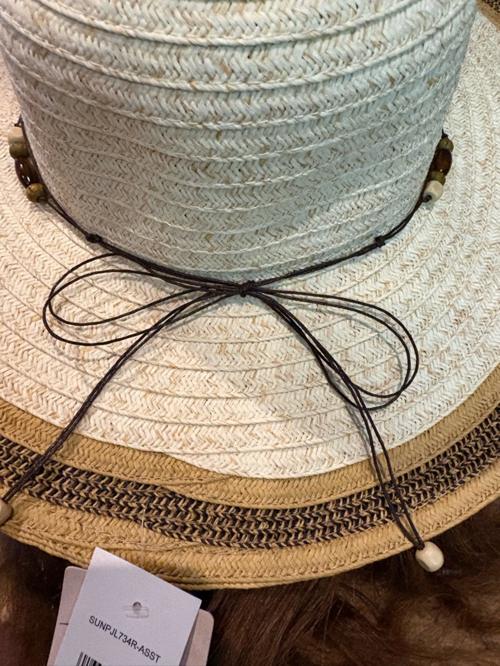 Ladies Panama Jack Straw Sun Hat with Beaded Trim - Cream - Picture 4 of 8